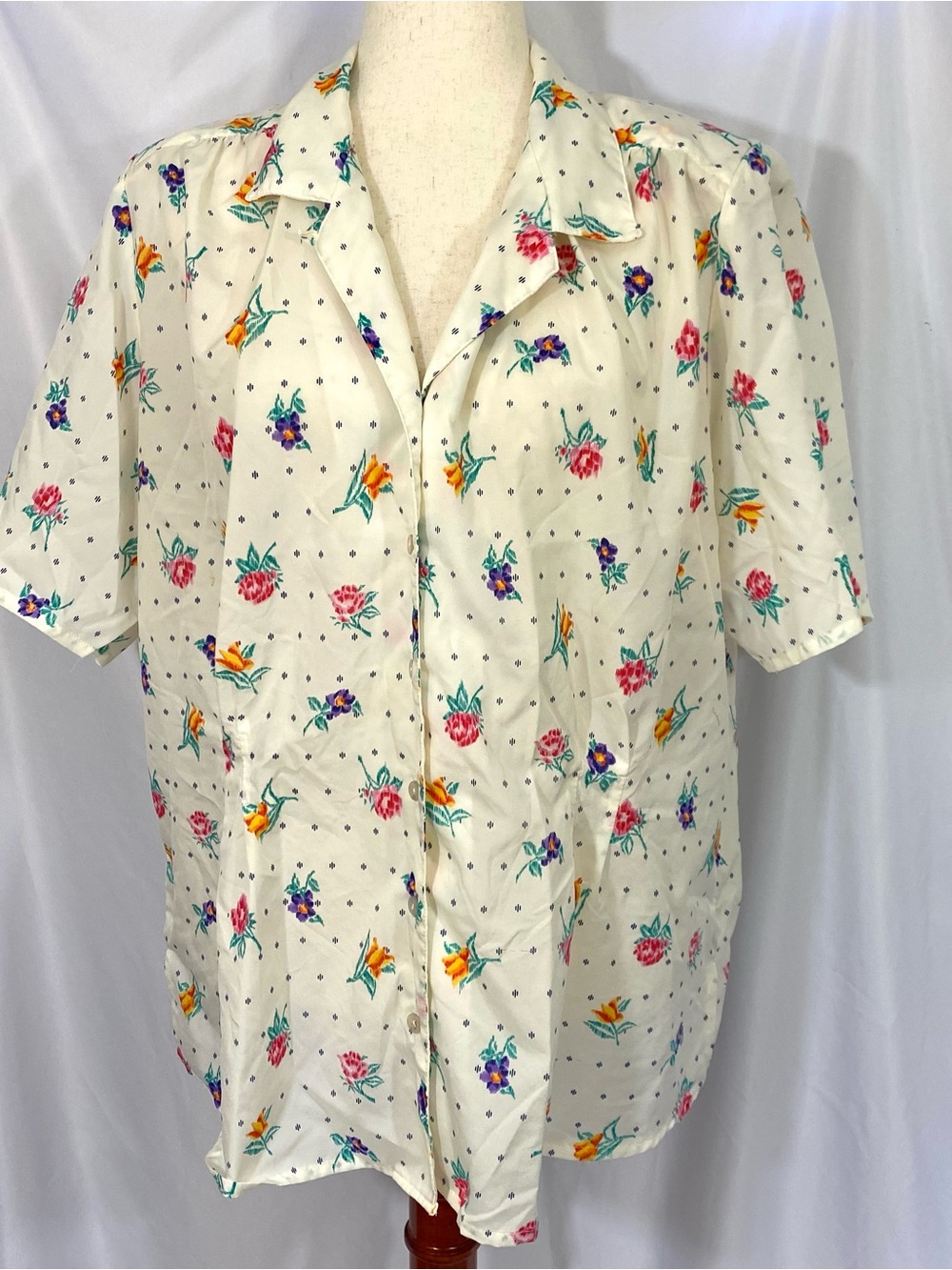 Women’s Vintage 80’s Worthington Floral Print Blouse Size 22W 2X